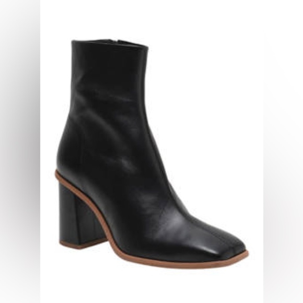 Free People Sienna Black Heeled Boots with Chunky Block Heel